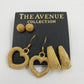 3 Pairs Gold Tone Earrings Heart Round Oval Pierced The Avenue Collection