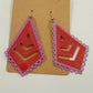 Plunder Red & Purple Tone Geometric Kite Shaped Mollie Filigree Dangle Earrings