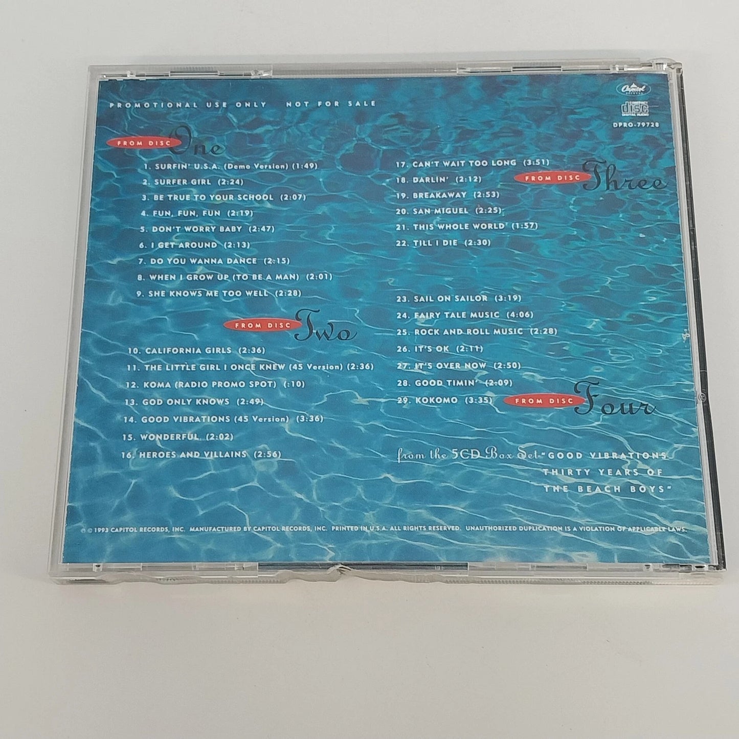 Beach Boys Good Vibrations 30 Years Promo Sampler CD 1993 DPRO-79728 USA