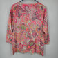 Talbots Petites Pink Paisley Cotton Pullover Shirt Long Sleeve Medium Petite