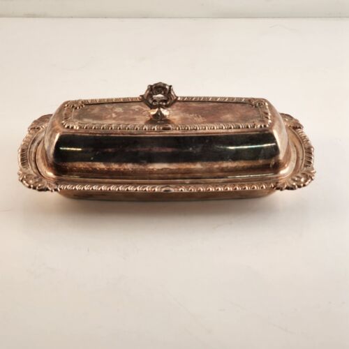 Sliver Plate Butter Dish Vintage Tarnished Table Decor 3 Piece Top Bottom Insert