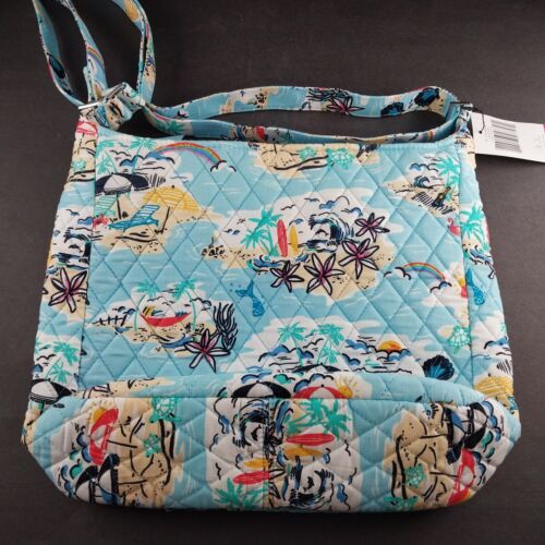 X-Large Crossbody Vera Bradley Purse Bag Beach Treasures 11" Blue Cotton Adjust