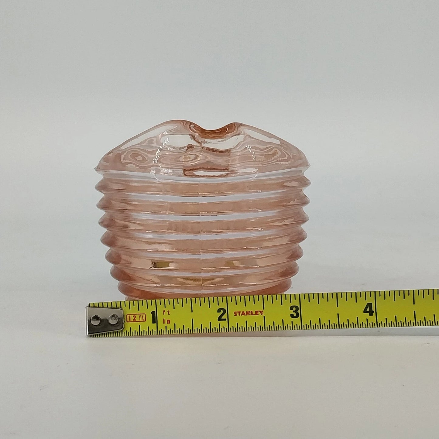 Anchor Hocking Depression Glass Creamer 5" Manhattan Pink Horizontal Ribbed Vtg