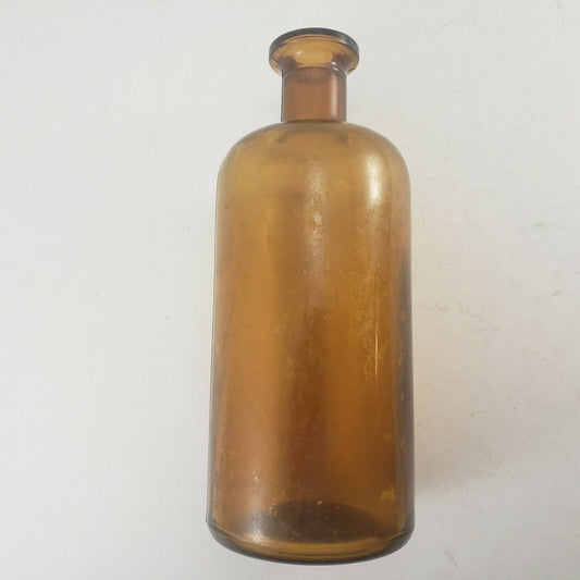 Brown Apothecary Glass Bottle w No Stopper 7¼" High Antique Hand Blown No Maker