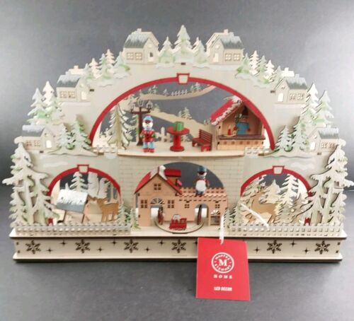 Martha Stewart Christmas Village Wooden Laser Cut Light Up Display Winter Scene