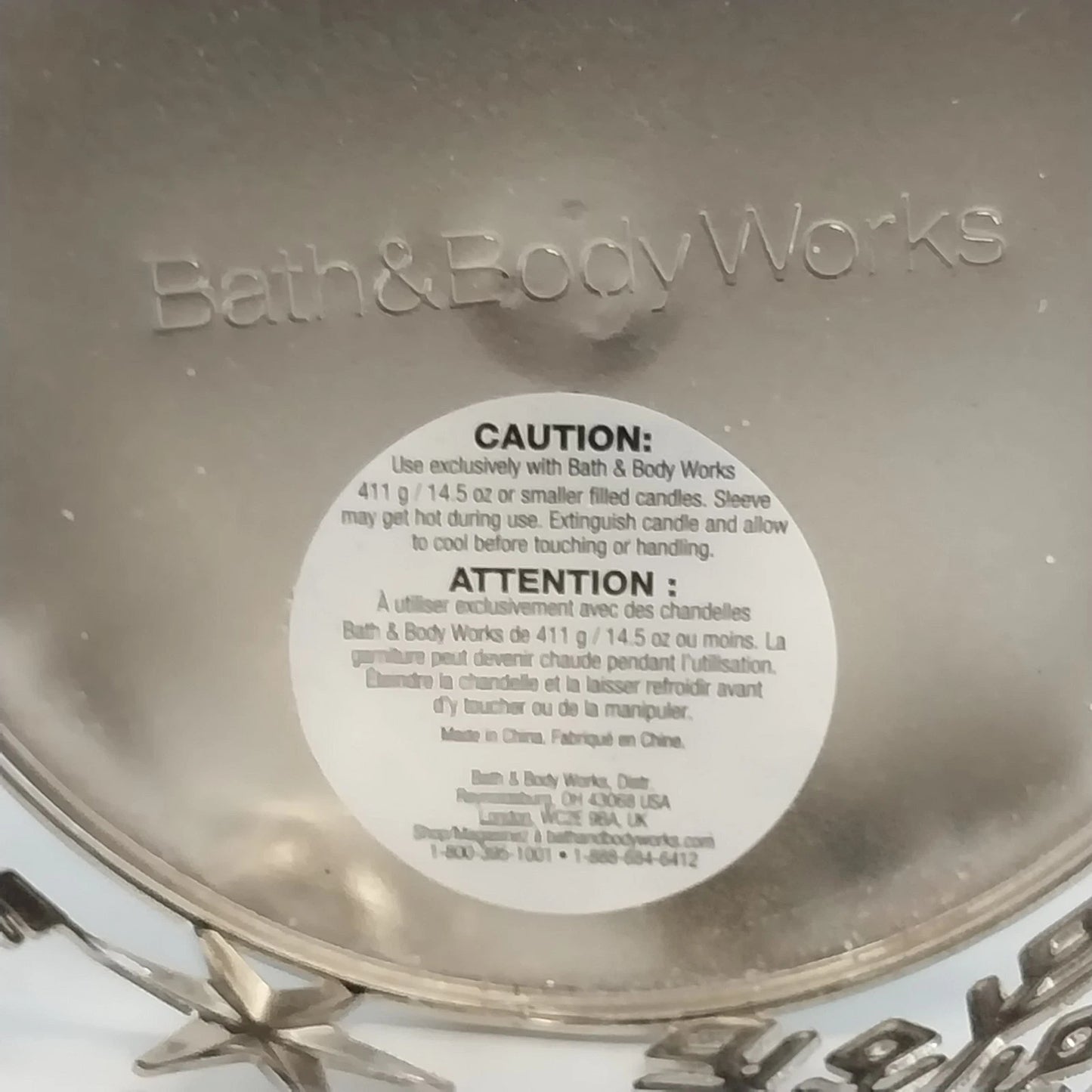 Bath and Body Works Snowflake 3 Wick Candle Holder Silver