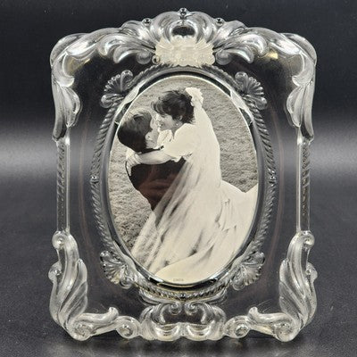 Mikasa Princess Picture Frame Lead Crystal Frosted Oval SA751/829 Germany 10”