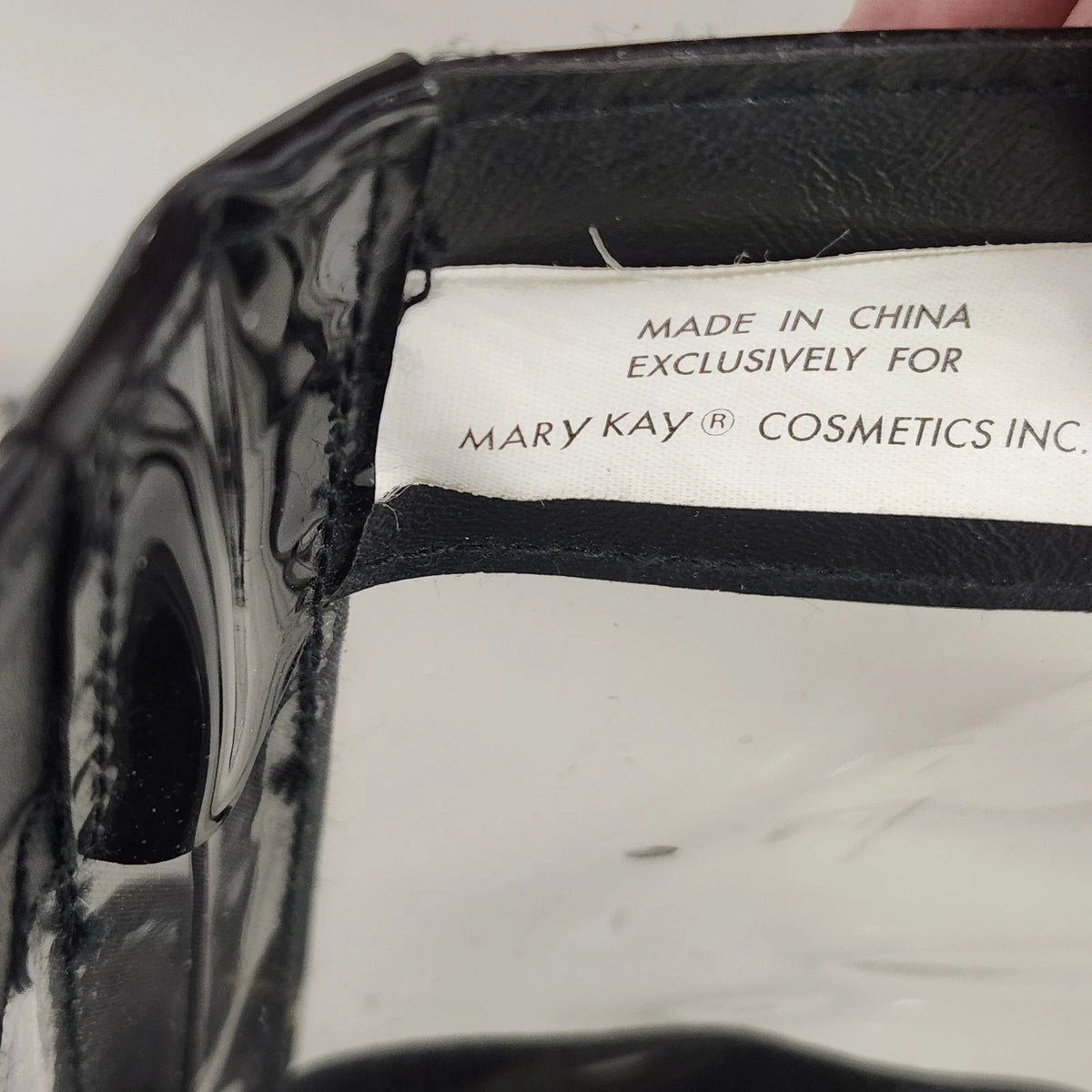 Mary Kay Clear Vinyl Tote Bag Black Patent Trim Large Shoulder Consultant Bag