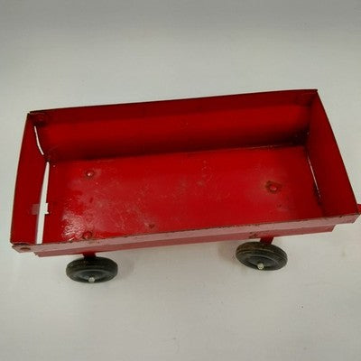 Ertl Red Farm Grain Wagon Trailer Pressed Steel 8"x4" Vintage 1:16 Tractor Toy