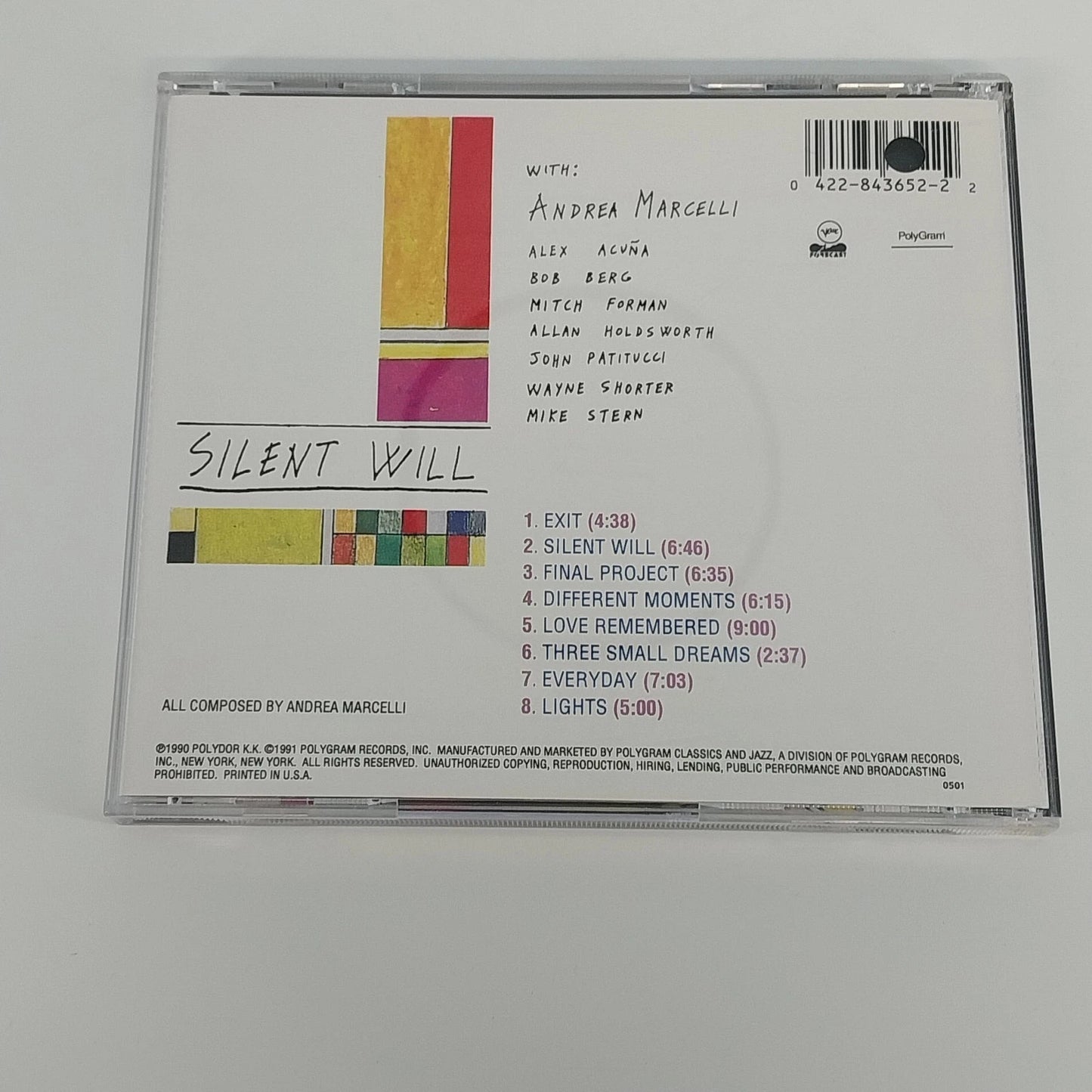 Andrea Marcelli Silent Will CD 1990 Jazz Fusion Contemporary Instrumental Album