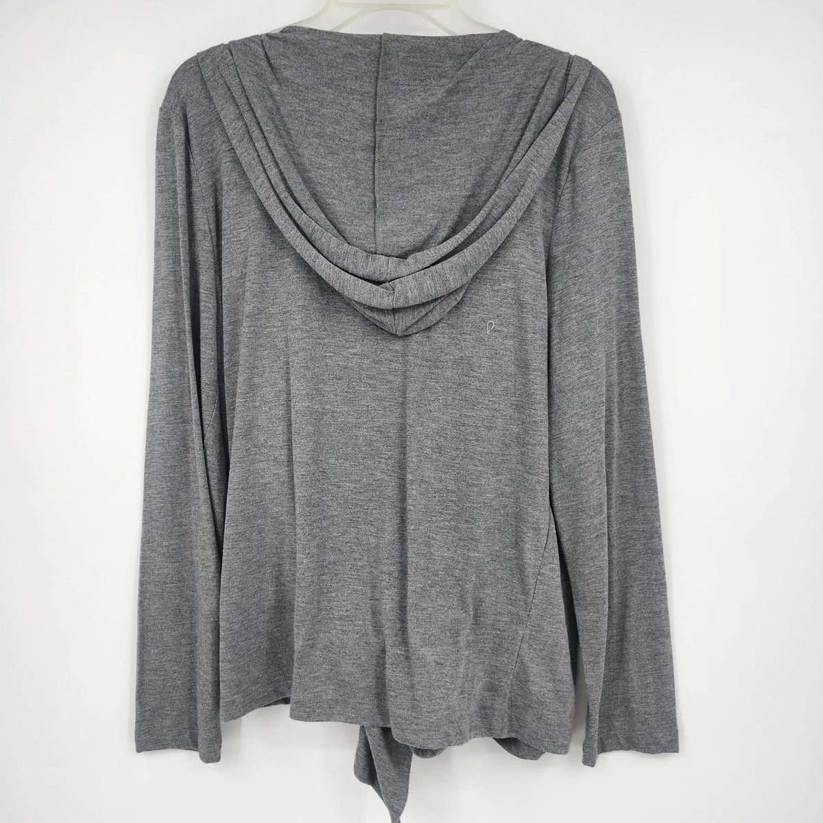 Attention Women’s L/G Gray Hooded Tie Front Cardigan Lightweight Draped