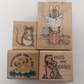 Lot of 4 Animal Rubber Stamps Lion King Beatrix Potter Mice Wood Mounted