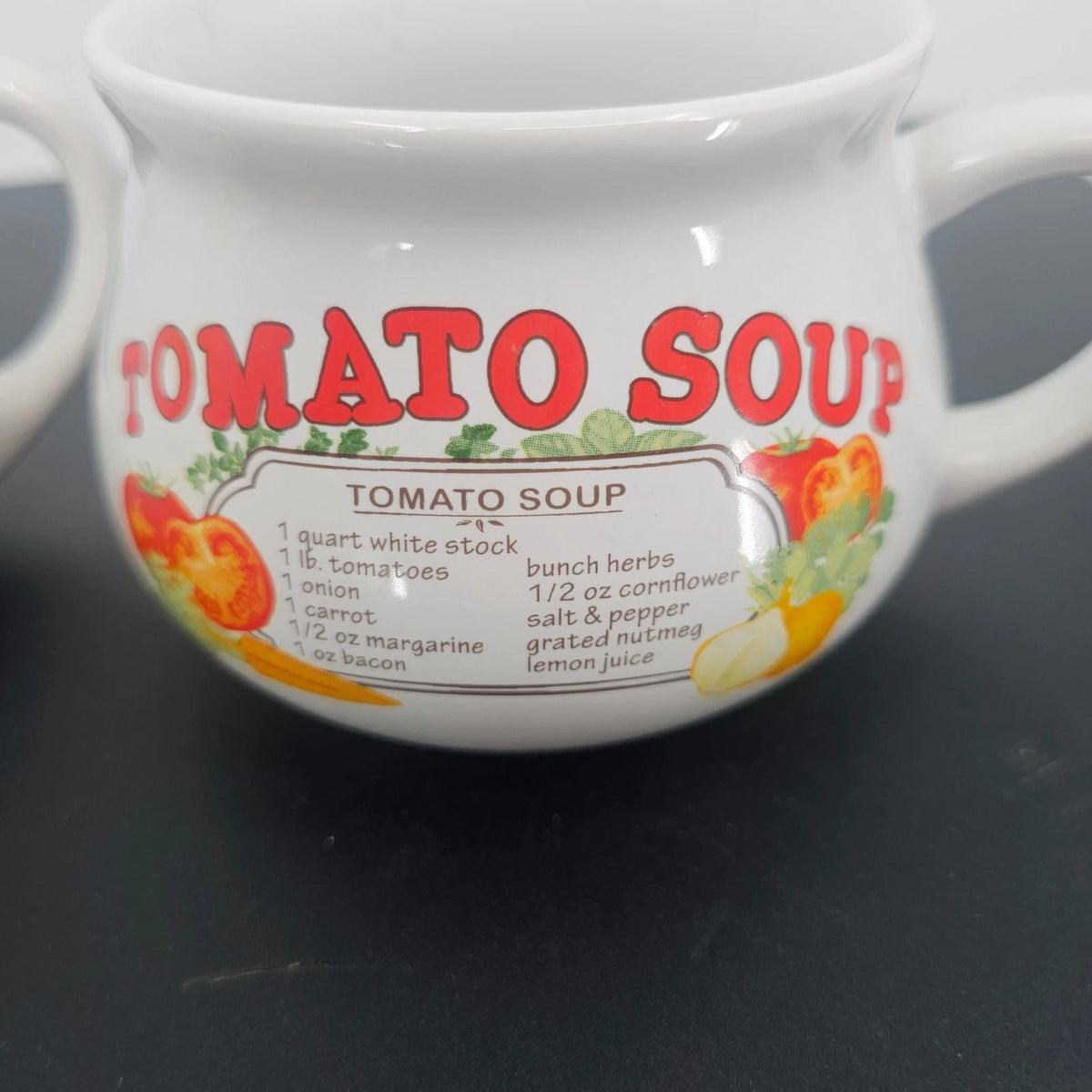 Dat'l Do-It Inc Potato Tomato Soup Mugs Recipe Cups Set of 2 Ceramic 3.5" Vtg