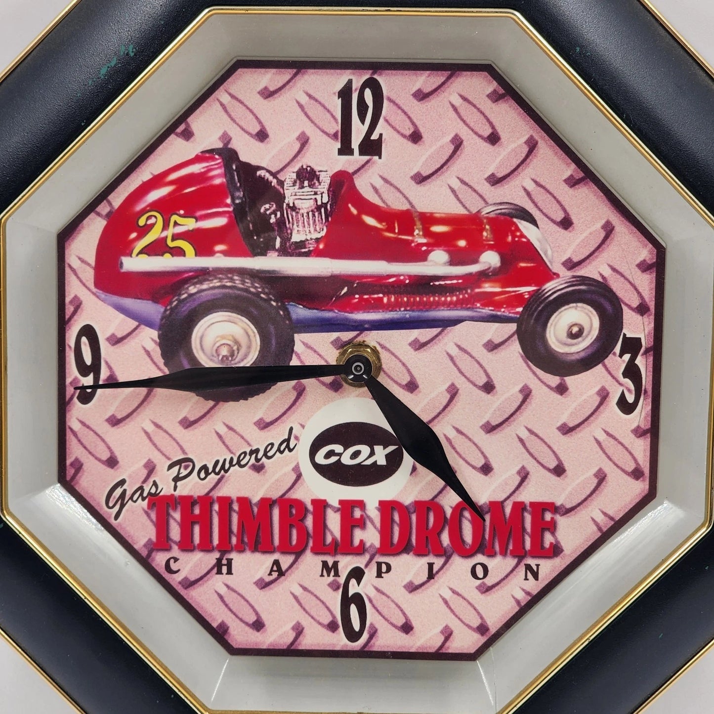 Cox Thimble Drome Champion Wall Clock 11.25" Gas Powered Race Car Octagon Quartz