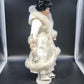 Porcelain Victorian Woman Ice Skater Doll White Faux Fur Gown Purse 21" Vintage