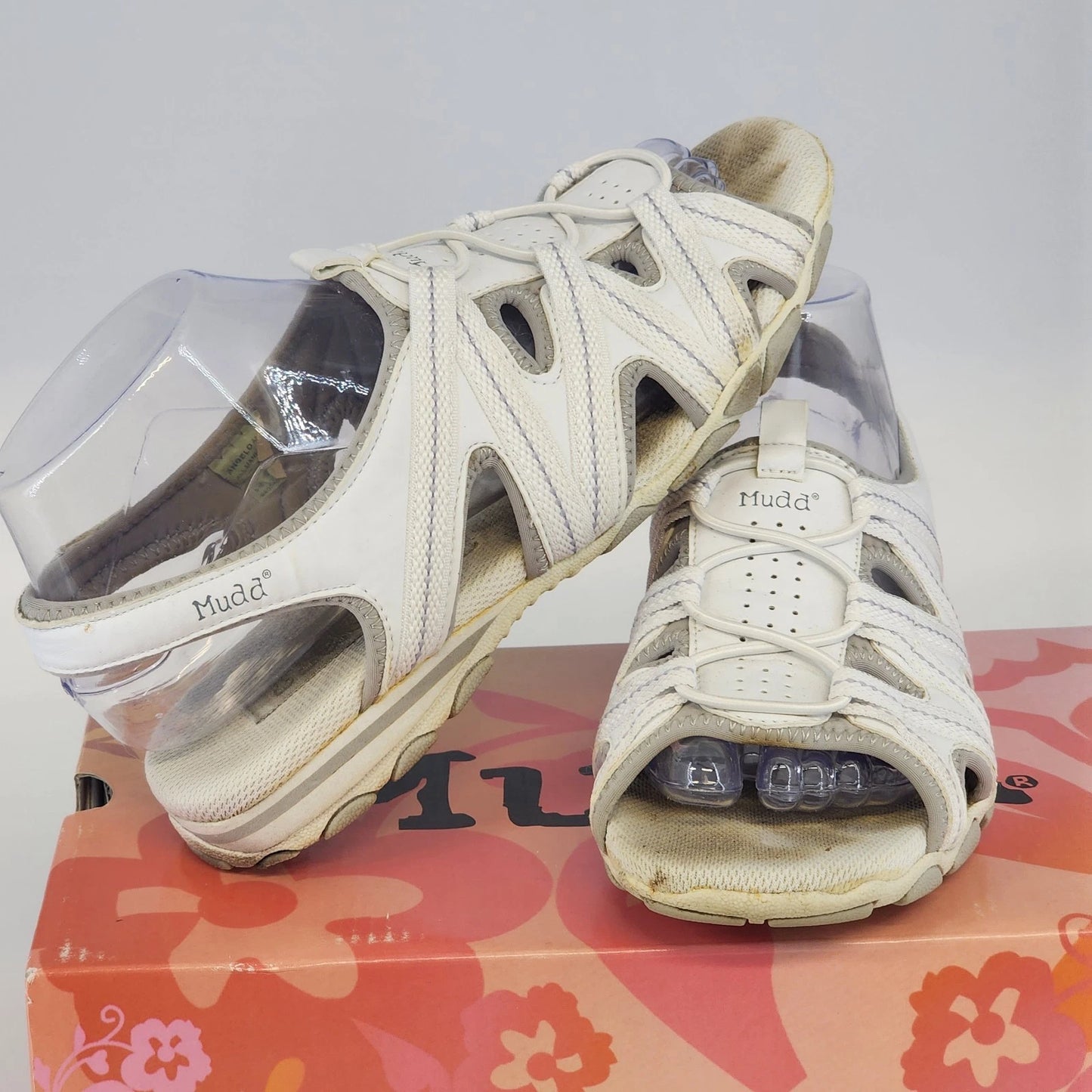 Mudd Angelo Sandals Women 8 White Open Toe Heels Y2K Vtg w Box Vintage