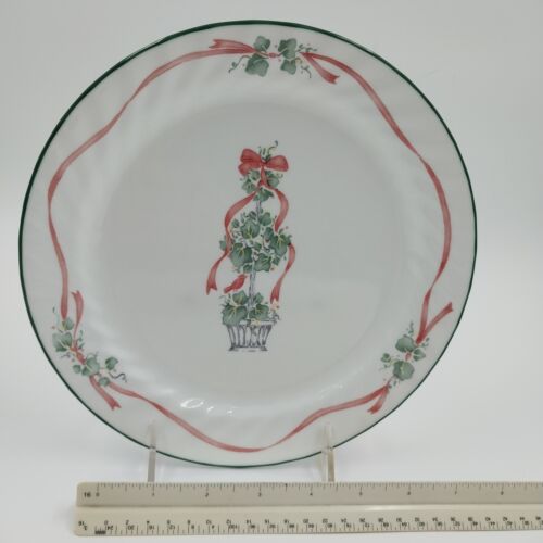 12 Corelle Callaway Holiday Ivy Luncheon Plates Swirl Green Trim 9"d EUC