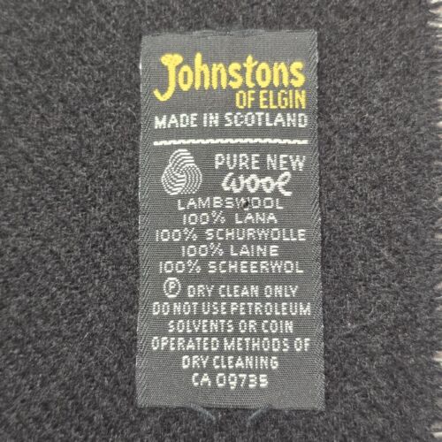 Pure New Lambs Wool Black Neck Scarf 60"x12" Johnstons of Elgin Made in Scotland