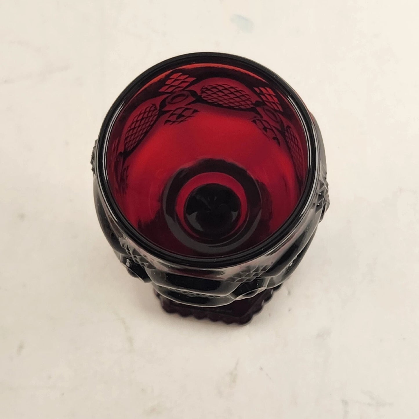 Avon Cape Cod Ruby Red Glass Tea Light Candle Holder Boxed