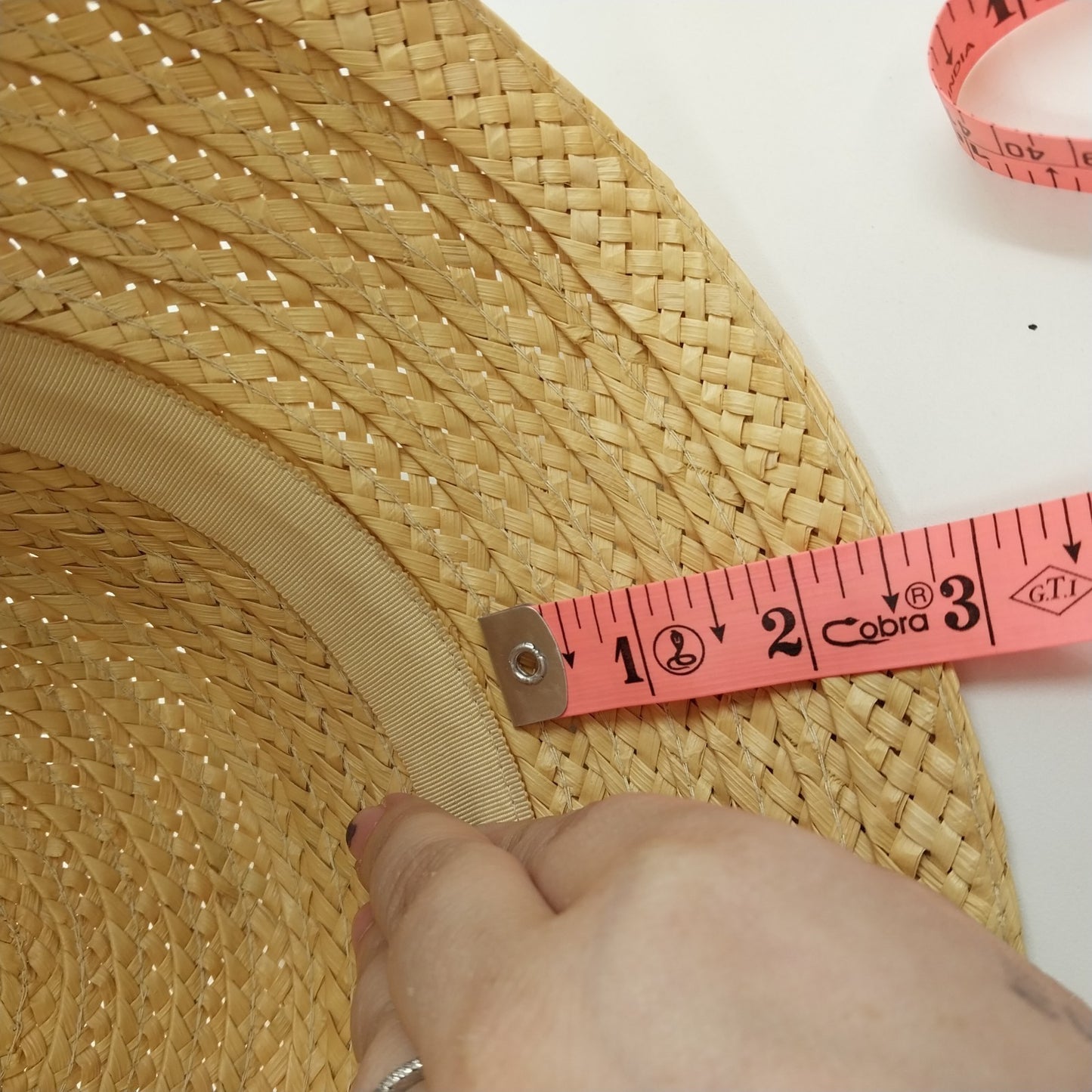 Rike's Natural Straw Summer Sun Bucket Hat Crochet with Natural Lined Ribbon Bow