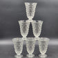 6 Fostoria American Clear Ice Tea Glasses Cubist Design Footed Pedestal Vintage