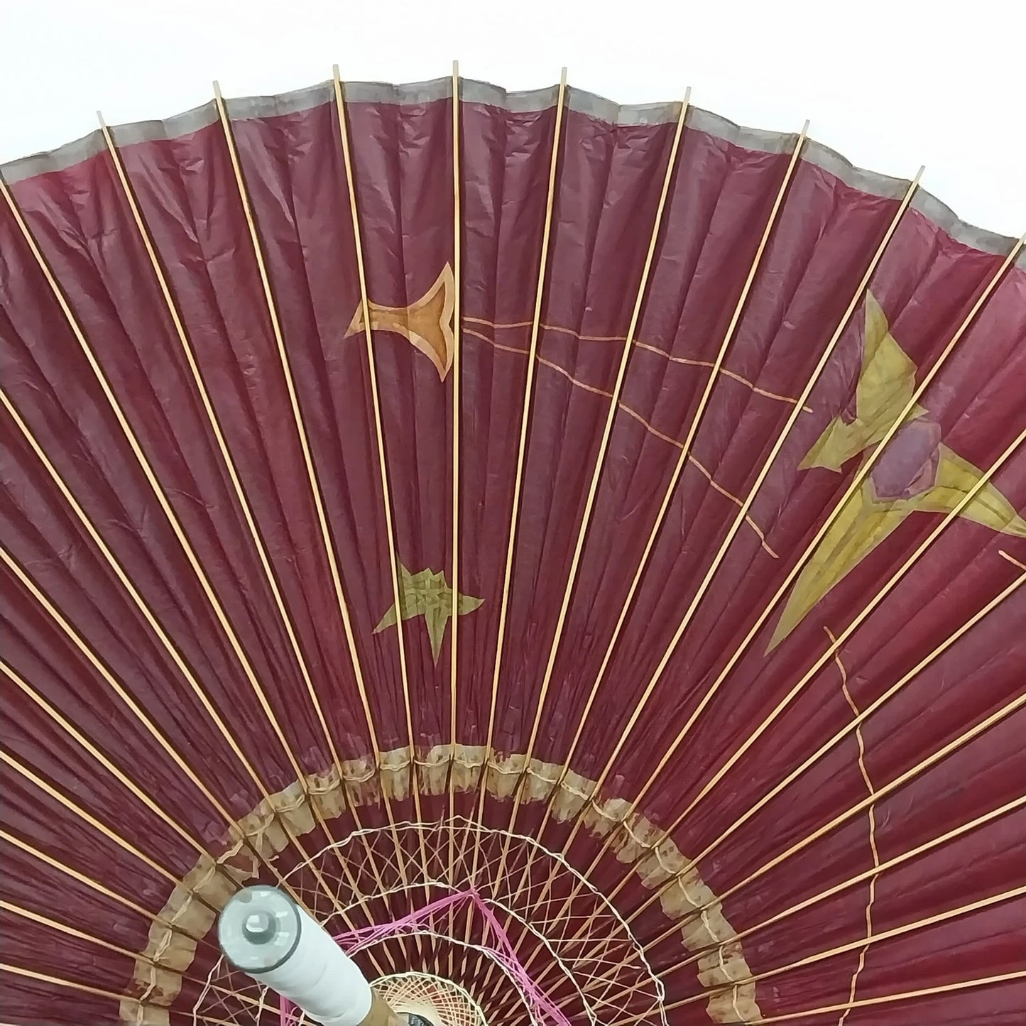 Japanese Wagasa Oiled Paper Umbrella Purplish Red Waterproof 39" Parasol Vintage