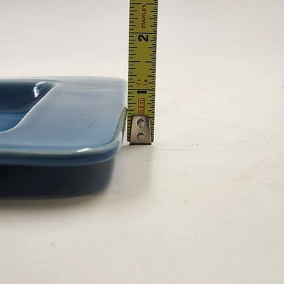 Rookwood Art Pottery Vintage MCM Teal Blue White Ashtray 8.75" Square Repaired