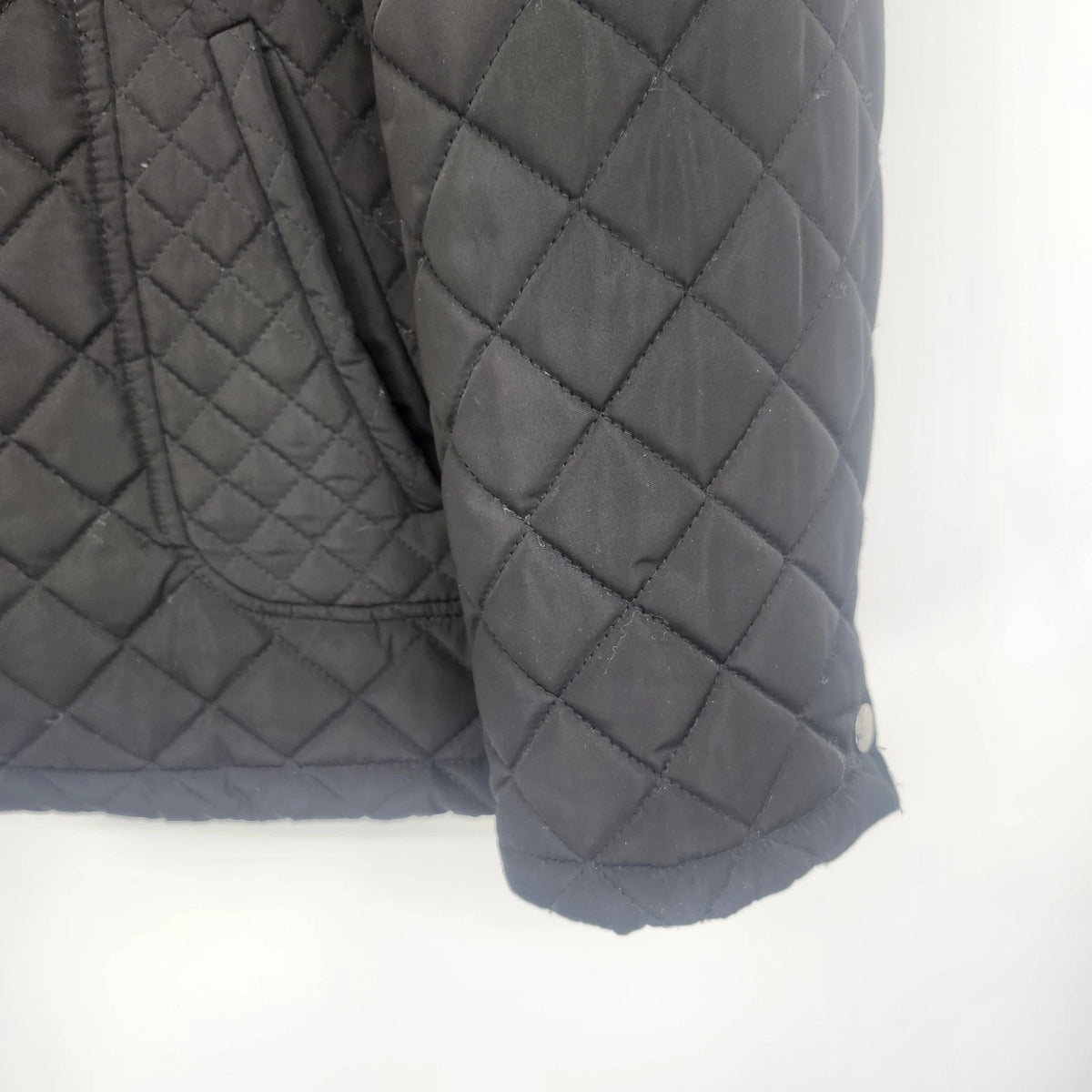 Calvin Klein Women's Quilted Jacket PXL Black Diamond Snap Front Faux Fur Lining