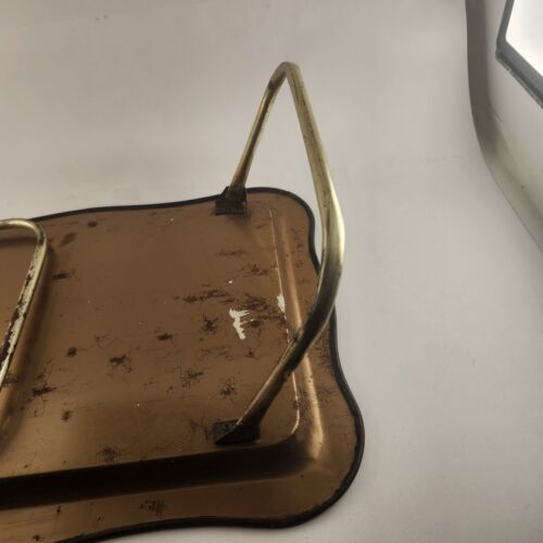 Metal Bed Lap TV Tray w Folding Legs Vintage Fruit Serving Apples Grapes Kitsch