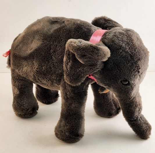 R Dakin Standing Elephant Gray Plush Stuffed Animal Toy 8" Vintage 1970s