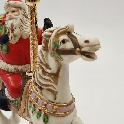 Homco Carousel Horse Figure Santa Claus #5117 Ceramic Brass Stand Philippines