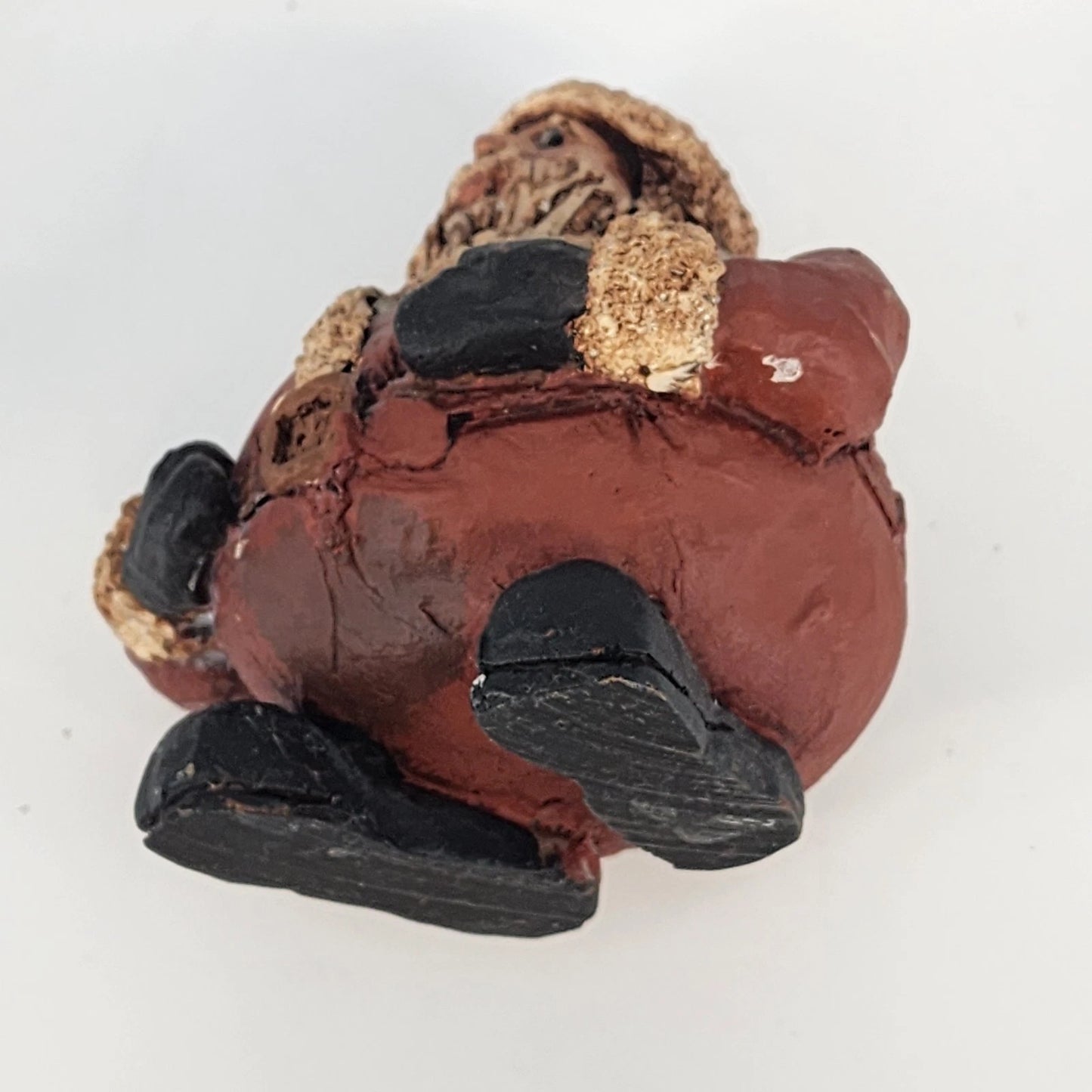 Studio Pottery Santa Claus Figurine Hand Sculpted Round Distressed Christmas 5"