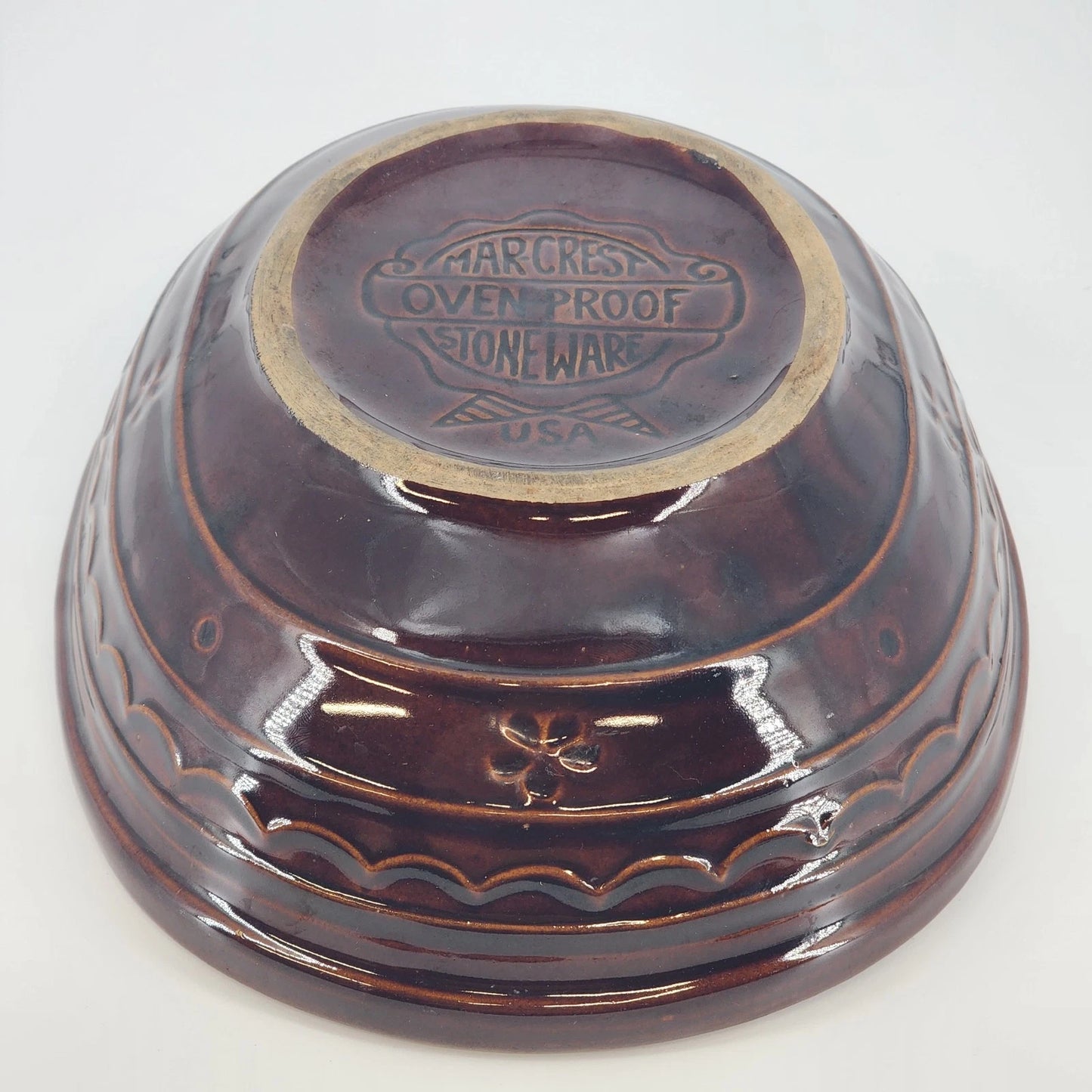 Marcrest Daisy Dot Divided Serving Bowl Brown 8"x10" Stoneware Oven Proof USA