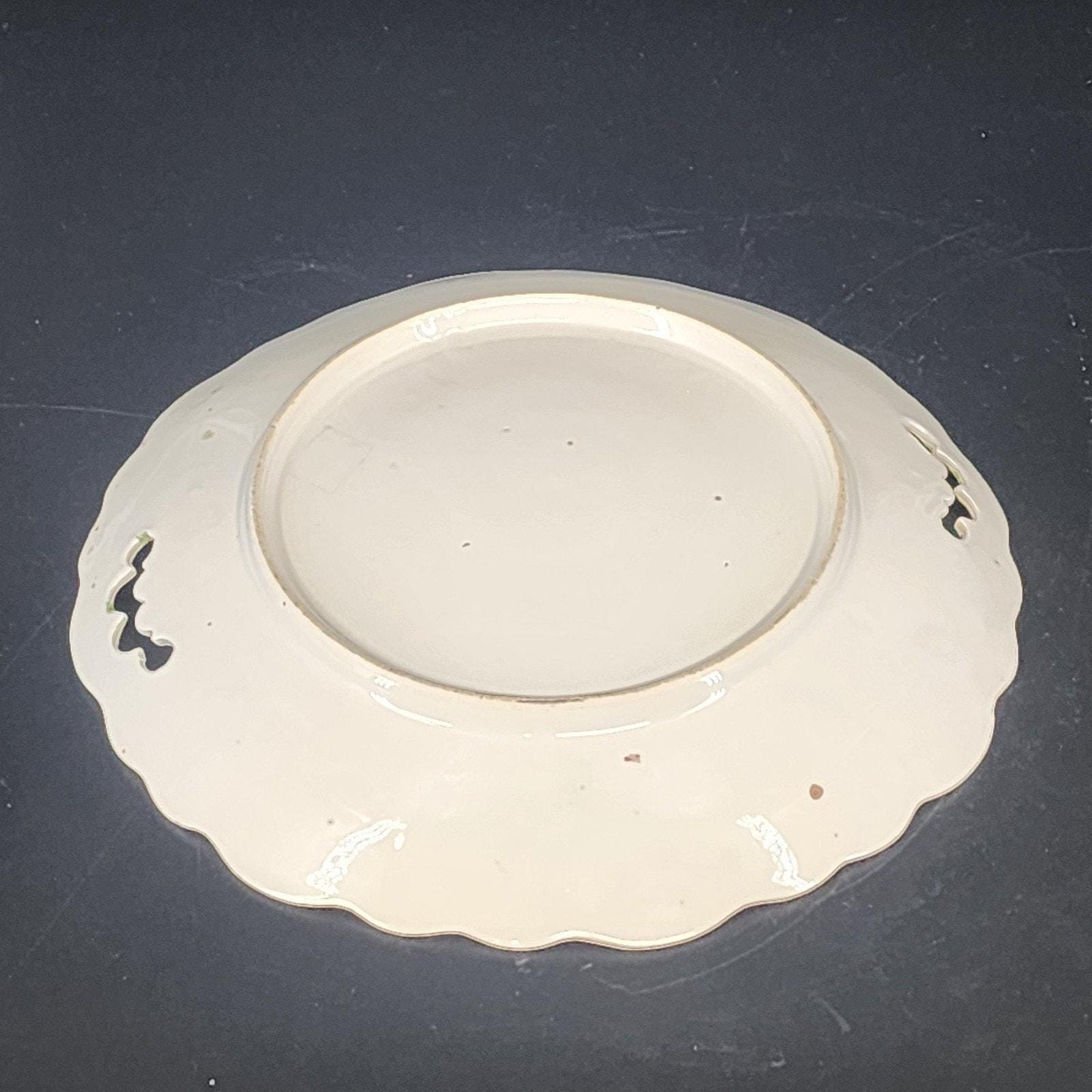 Limoges France Floral Plate Gold Trim Scalloped Handles 9.75 Inch Porcelain Serving Dish Antique