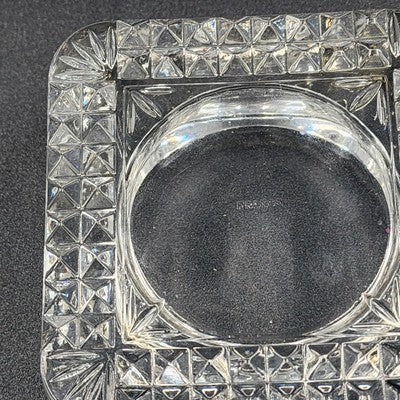 Crystal D'Argues French Candle Holder Faceted Square 4" Marked France EUC