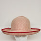 Straw Derby Beige Hat Red Band Church Wedding One Size Fits Most Made in China