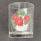 6 Luminarc Poinsettia Basket Christmas Rocks Clear Glasses 12 oz Heavy Base Vtg