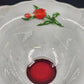 Indiana Glass White Console Flared Footed Bowl w Red Flashed Tulips Ruffled Edge