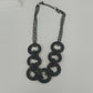 Gunmetal Chain Link Statement Necklace Oversized Circle Runway Fashion Vintage