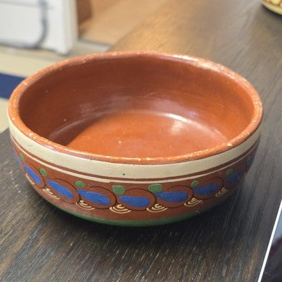 Mexican Terra Cotta Redware Pottery Hand Painted Nesting Bowl Clay Primitive