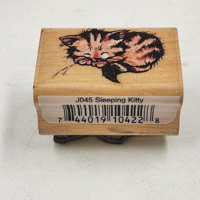 4 Wood Rubber Stamps Sleeping Kitty Country Angel Trio Flower Girl Bluebonnet