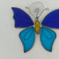 Blue Stained Glass Butterfly Suncatcher Tiffany Style Window Hang 7" Suction Cup