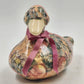 Duck Decoy Floral Decoupage Decorative Porcelain w Display Ribbon Felt Base 8.5"
