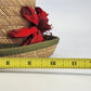 Vintage Straw Boater Hat Green Band Red Flower Ted Jacobs Box