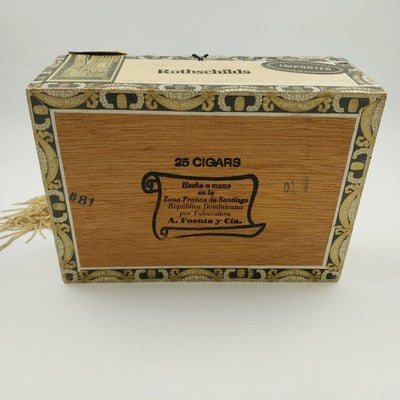 Wood Cigar Box Purse Arturo Fuente Dominican Republic Rothschilds Rope Handle