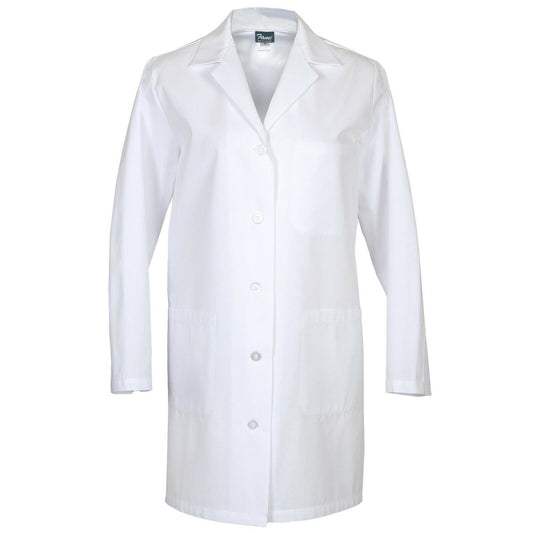 White Women's Lab Coat XL Fame Fabrics L1 Left Chest Pocket 2 Lower Pockets