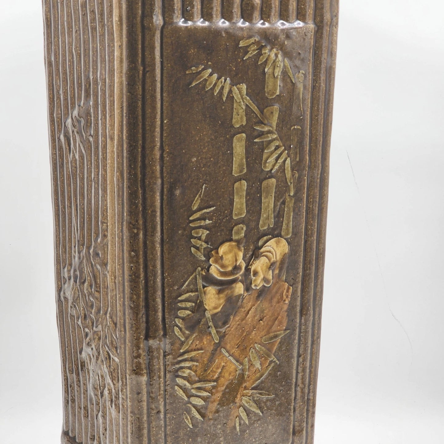 Terracotta Pottery Umbrella Stand 21" Tall Hand Painted Glazed Garden Planter