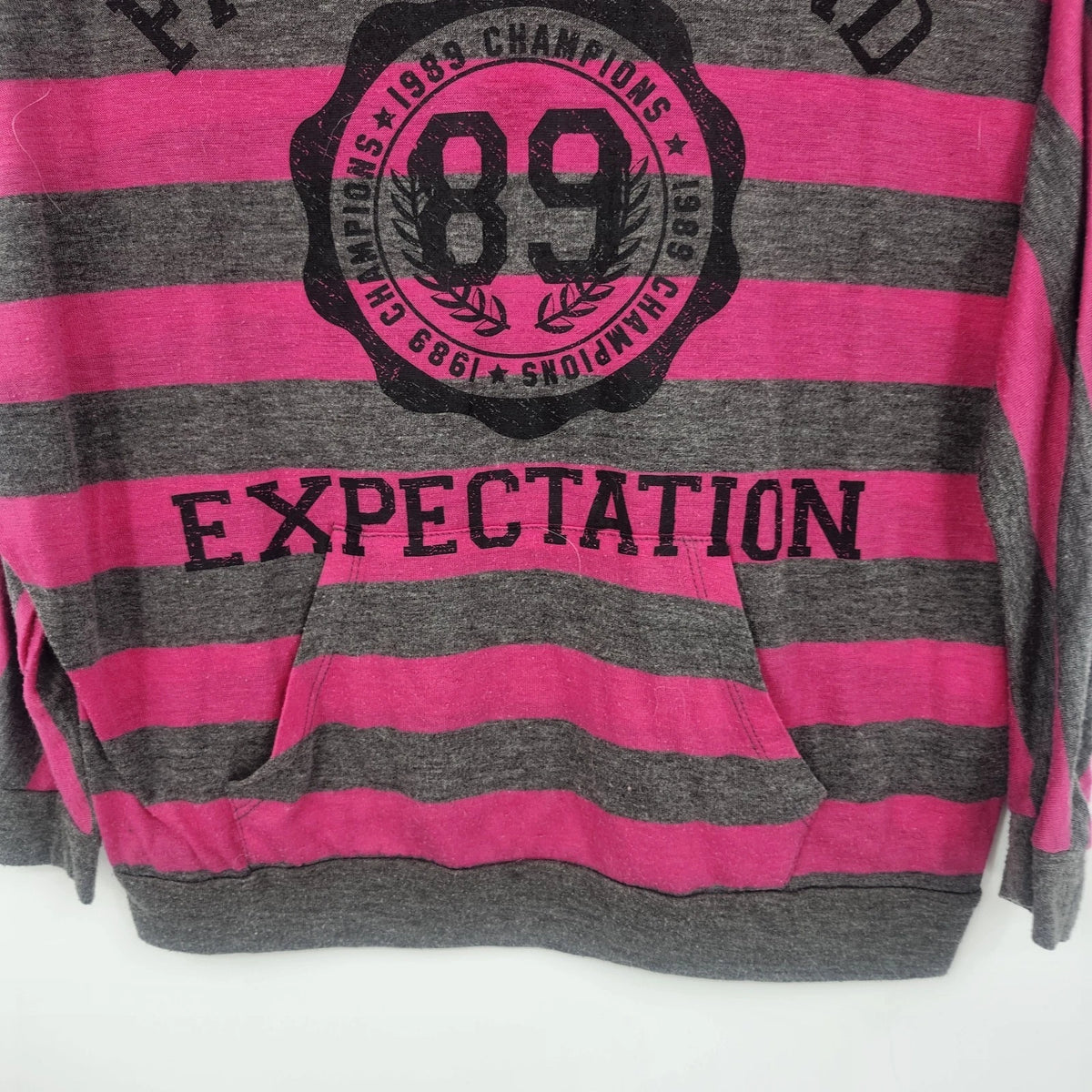 Derek Heart Hoodie Pullover Pink Striped Women's Medium Far Beyond Expectation