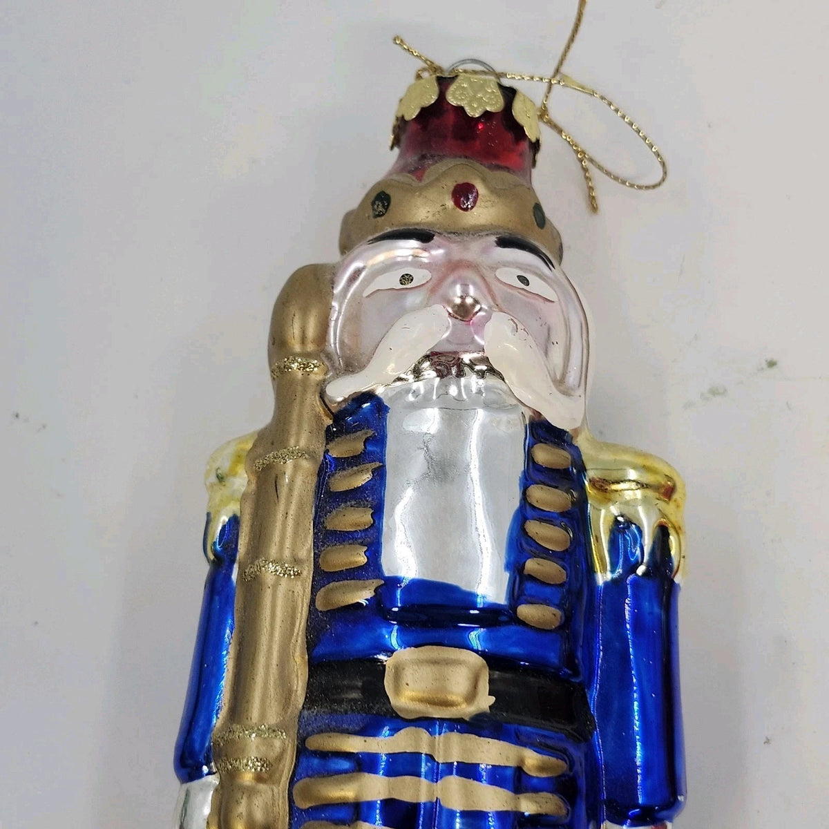 Blown Glass Nutcracker Soldier Christmas Ornaments 4 Piece 7.5" Hand Painted Vtg