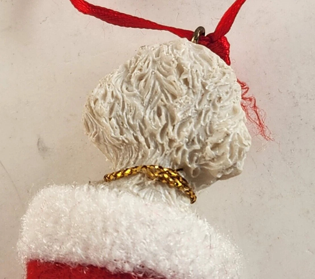 The Danbury Mint Bichon Frise Dog in Red Christmas Stocking Ornament Vintage